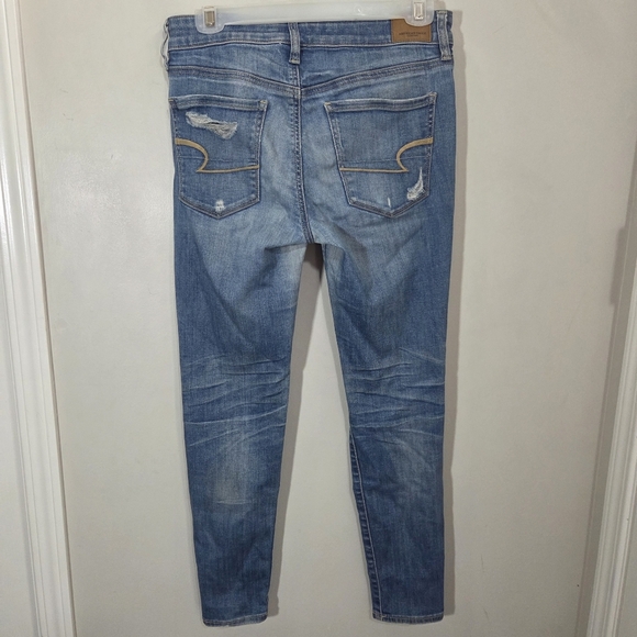 ⭐️American Eagle Blue Distressed Jeggings Size 4 - Picture 3 of 6
